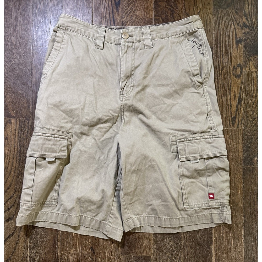 Tony Hawk Cargo Shorts Mens 29‎ Beige Khaki Excellent Mid Rise Cotton